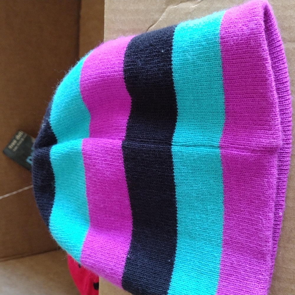 Purple aqua and black beanie